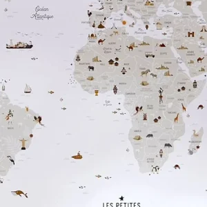 Affiche Carte Du Monde LES PETITES DATES Marron Imprimé – Les Petites Dates livraison la plus rapide 13