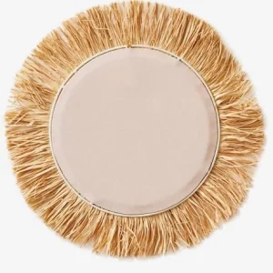 magasin en ligne france Miroir Rond Raphia Beige / Rose – Vertbaudet 15