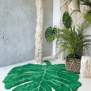 beauté Tapis Coton Lavable Feuille Monstera LORENA CANALS Vert – Lorena Canals 10