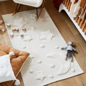 vente en ligne Tapis Rectangle Relief Lune Et étoiles Luna Beige – Vertbaudet 9