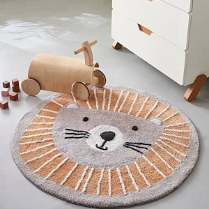 Tapis Rond Lavable Lion Gris / Orange – Vertbaudet mode pas cher 11